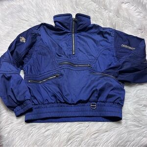 Descente vintage hot dog apres ski gold logo Men's Deep Blue Ski Jacket